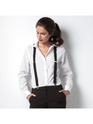 Plain Women's non-iron shirt long sleeve Kustom Kit 125 GSM